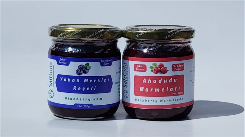 Şekersiz Yaban Mersini Reçeli 200gr - Şekersiz Ahududu Marmelatı 200gr